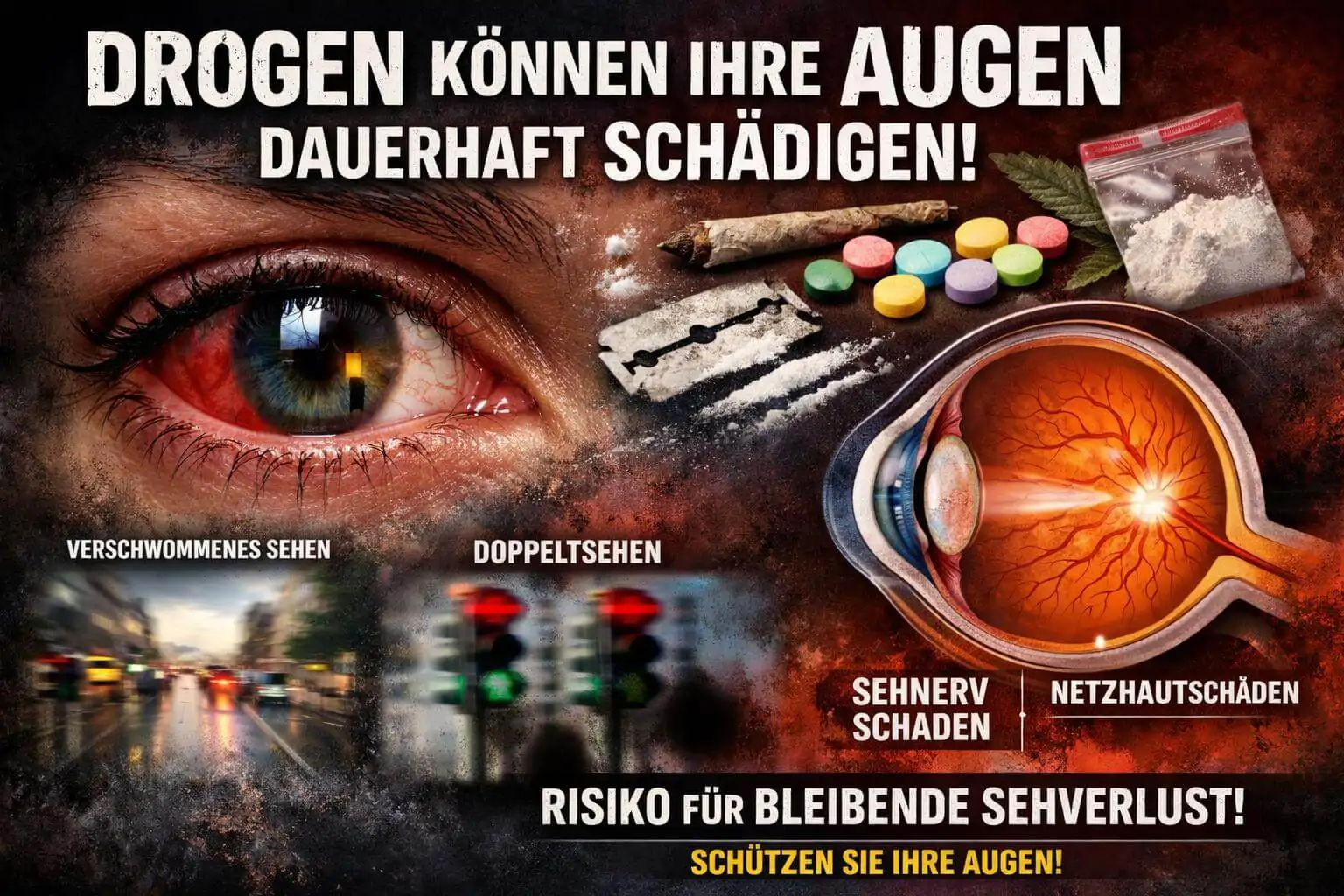 Drogen können Ihre Augen dauerhaft schädigen